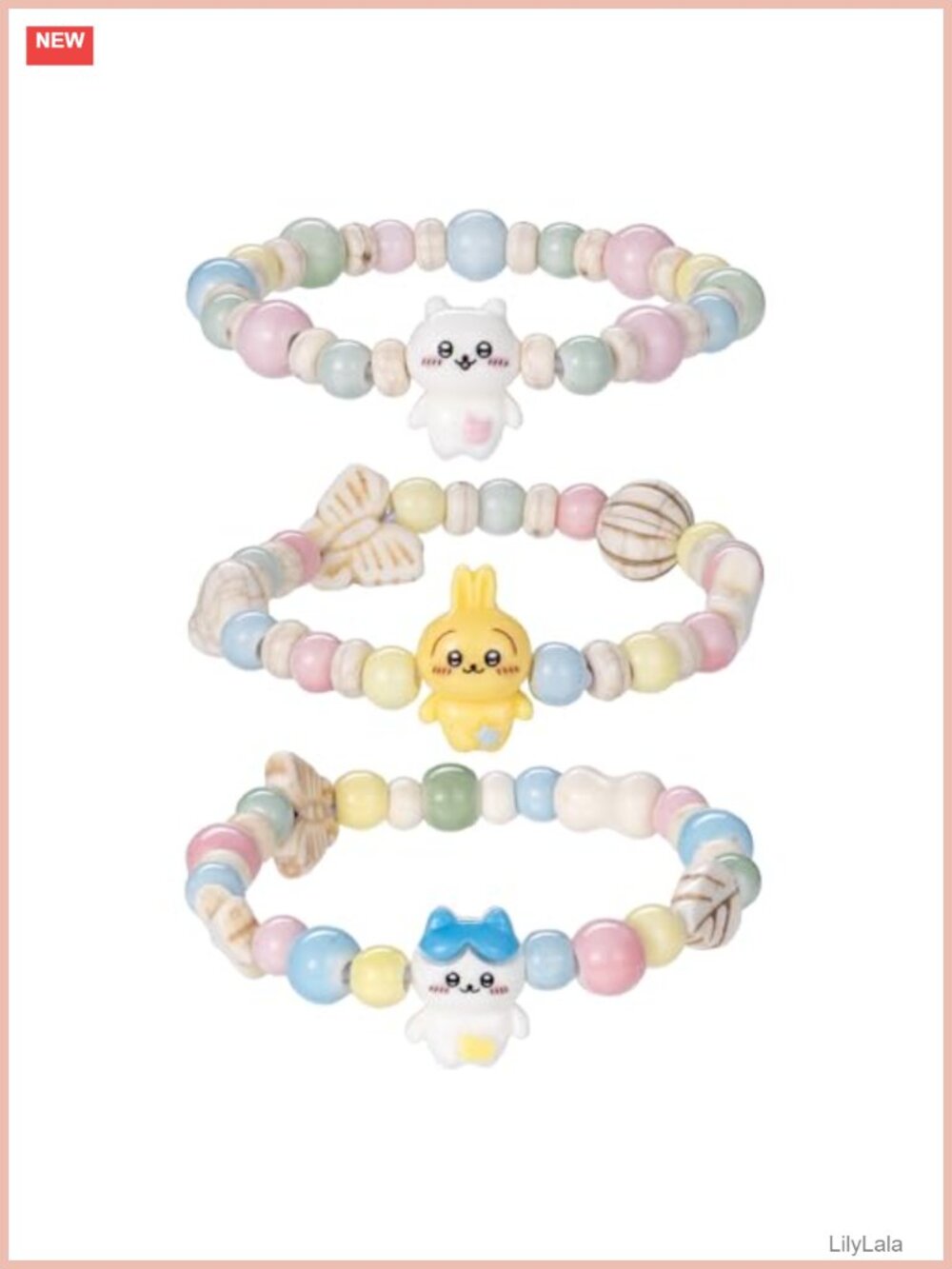 Kawaii Ceramic Bead Bracelet Set Elastic Pearl Bracelets BFF Friendship Gift